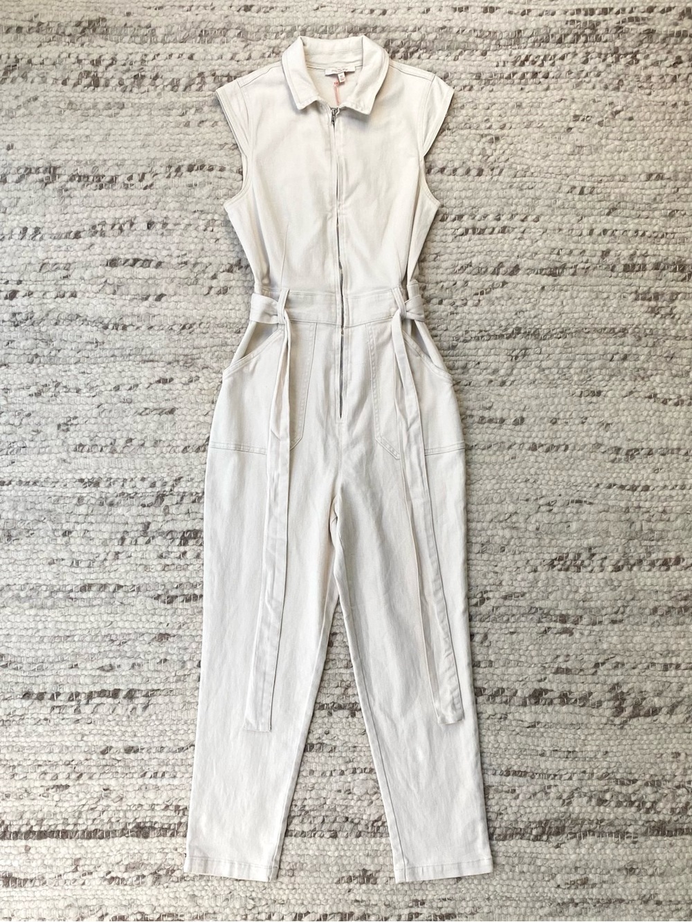 Skies Are Blue NWT Utility Denim Jumpsuit in White, Sizes XS and XL - Picture 2 of 11